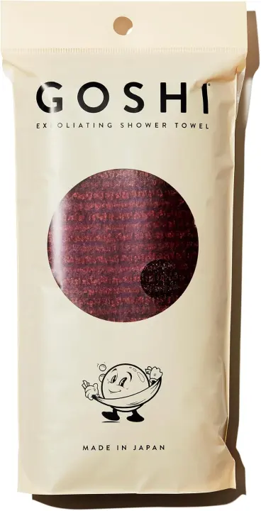 GOSHI Long Exfoliating Shower Towel — Body Scrubber (Red)