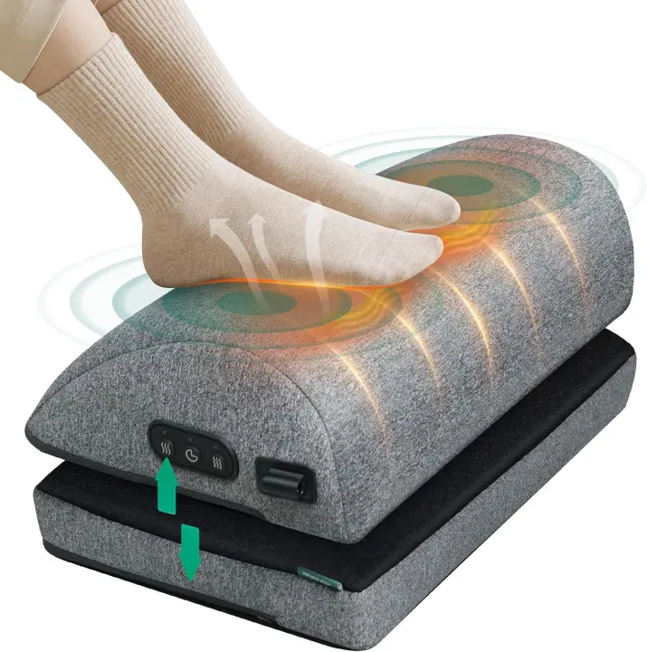 Heated Memory-Foam Foot Rest Under Desk — Adjustable Height