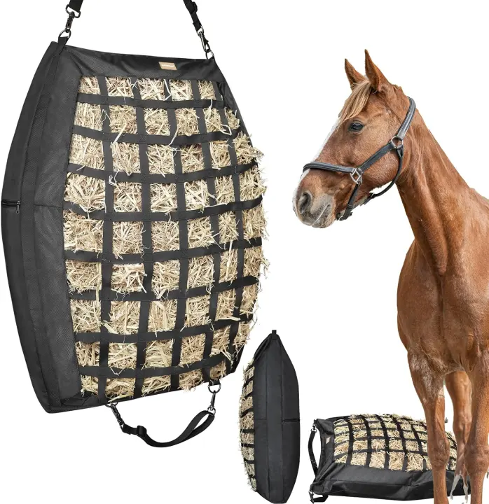 Heavy-Duty Slow-Feed Hay Bag for Horses with Full Back Zipper