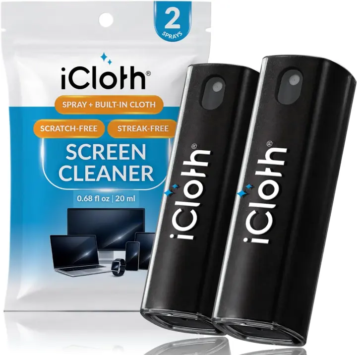 iCloth 2x 2-in-1 Screen Cleaner Kit — Spray + Microfiber (0.68 fl oz)
