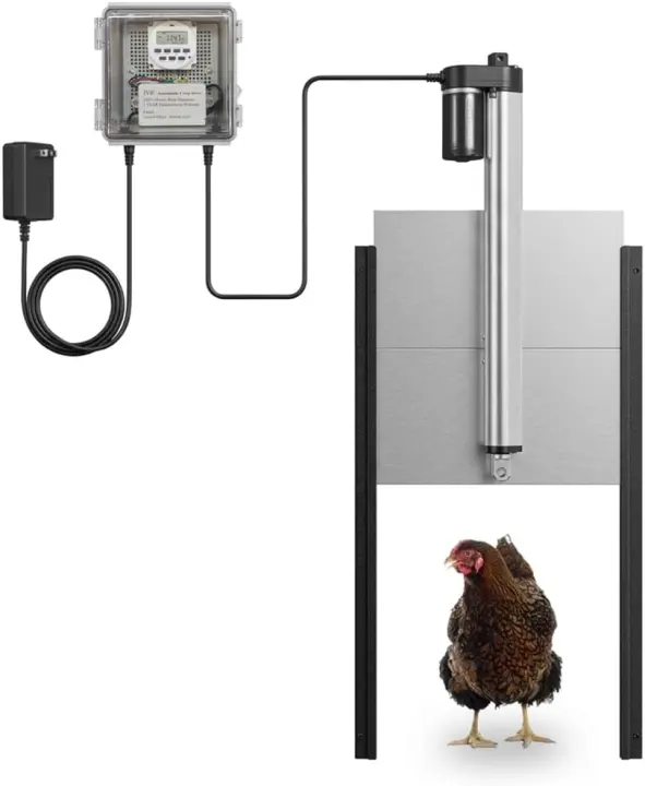 JVR Automatic Chicken Coop Door — Timer, Anti-Pinch, Aluminum Lock