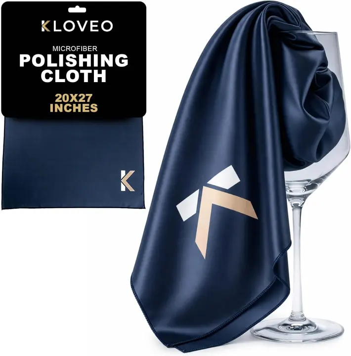 KLOVEO Extra-Large Wine Glass Polishing Cloth — Lint-Free Microfiber