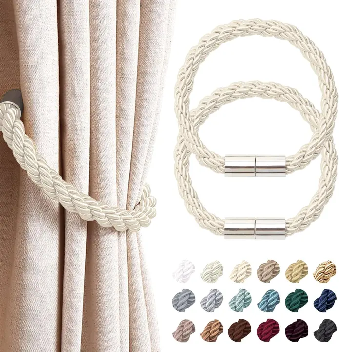 Magnetic Curtain Tiebacks 2-Pack — Strong Braided Drape Holdbacks