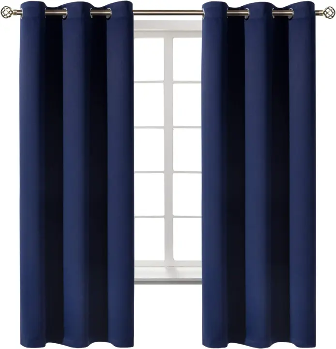 Navy Blue Blackout Curtain Set for Bedroom — 63 in. Length, 2 Panels