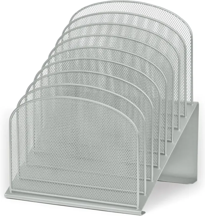 Onyx 8-Tier Vertical Mesh Desk File Organizer (Steel, 8 Sections)