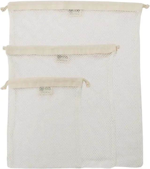 Organic Cotton Mesh Laundry Bags — 3-Pack (Large, Medium, Small)