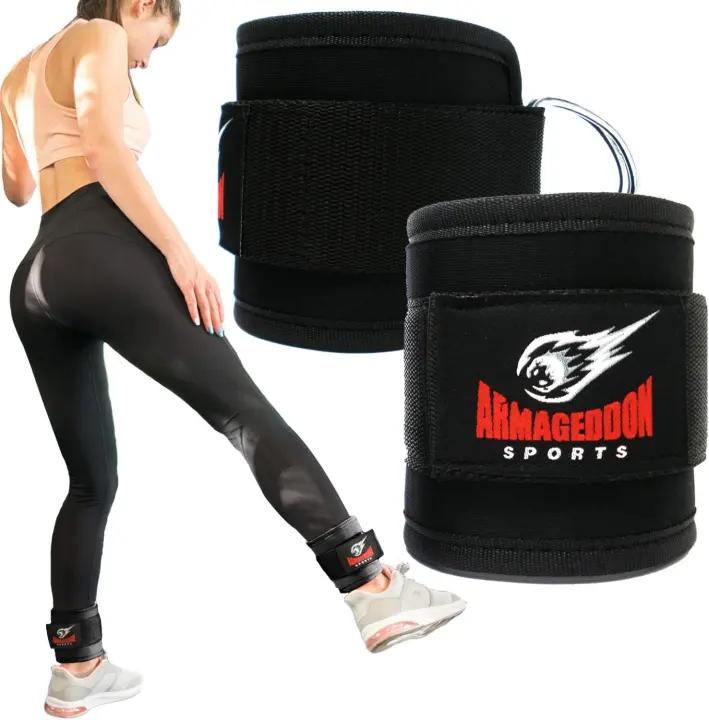 Padded Ankle Cable Straps — Pair with Double D-Rings for Leg Workouts
