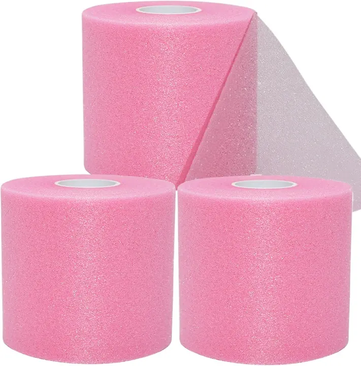 Pink Foam Athletic Pre-Wrap Tape — 3 Rolls (2.4 in × 22 yd)