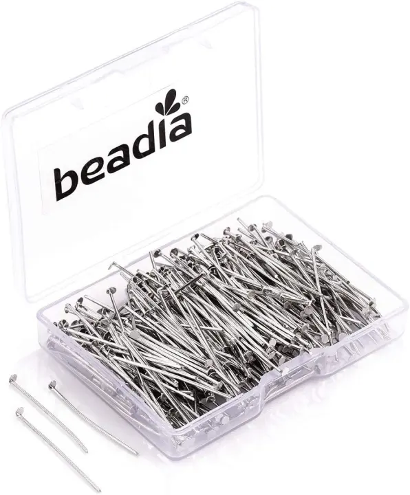 Platinum Metal Head Pins — 40 mm Jewelry Head Pins, 200 Pieces