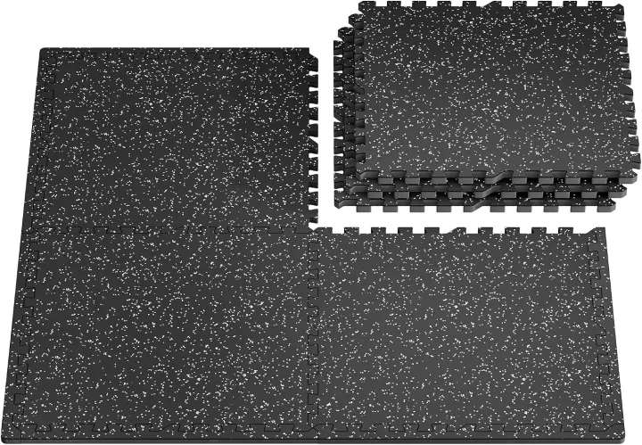 PRAISUN Rubber-Top Gym Flooring — 0.56" Interlocking Tiles