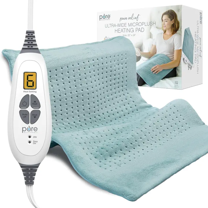 PureRelief Ultra-Wide Microplush Electric Heating Pad — 20" x 24"