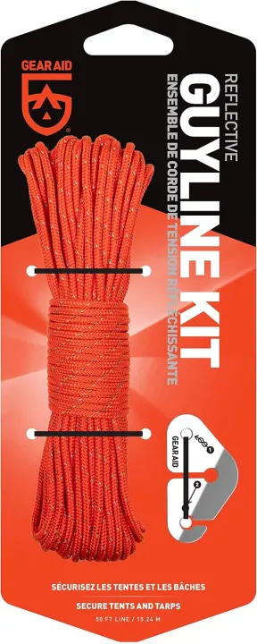Reflective Guyline Kit with Mini Line Tensioners — 50 ft Orange