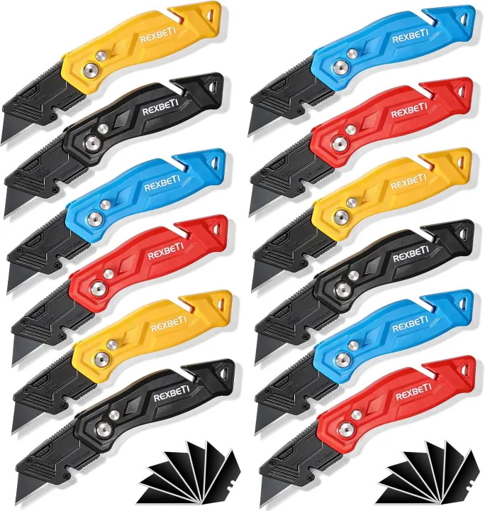 REXBETI 12-Pack Folding Pocket Utility Knife Set — SK2 Box Cutters