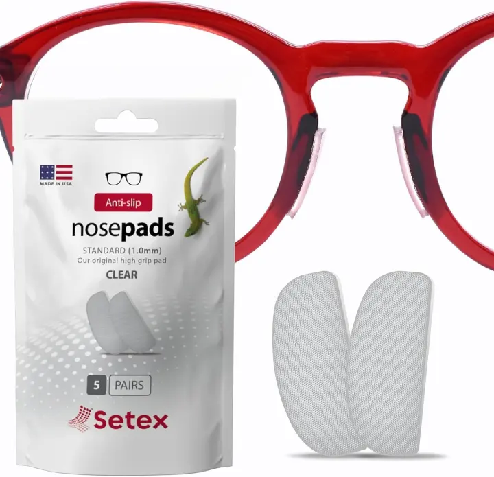 Setex Gecko Grip 1.0mm Anti-Slip Nose Pads for Glasses — 5 Pairs Clear