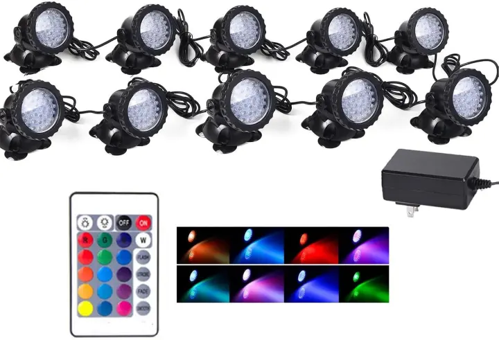SHOYO Submersible Pond Spotlights — 36-LED Multi-Color Lights