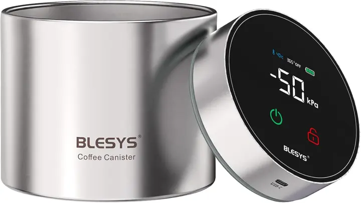 Smart Vacuum Coffee Canister — Stainless Steel Container with LCD