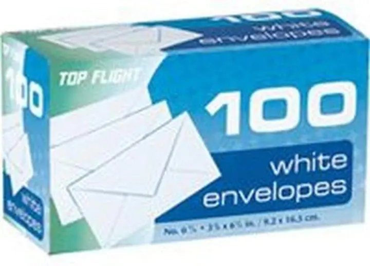 Top Flight White Boxed Envelopes — 100 Count