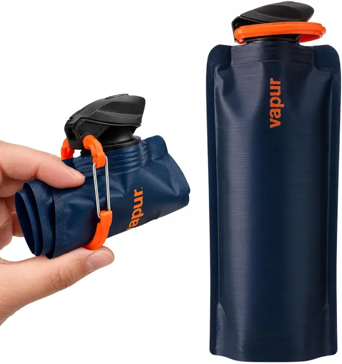 Vapur 34oz (1L) Collapsible Water Bottle with Carabiner — Night Blue