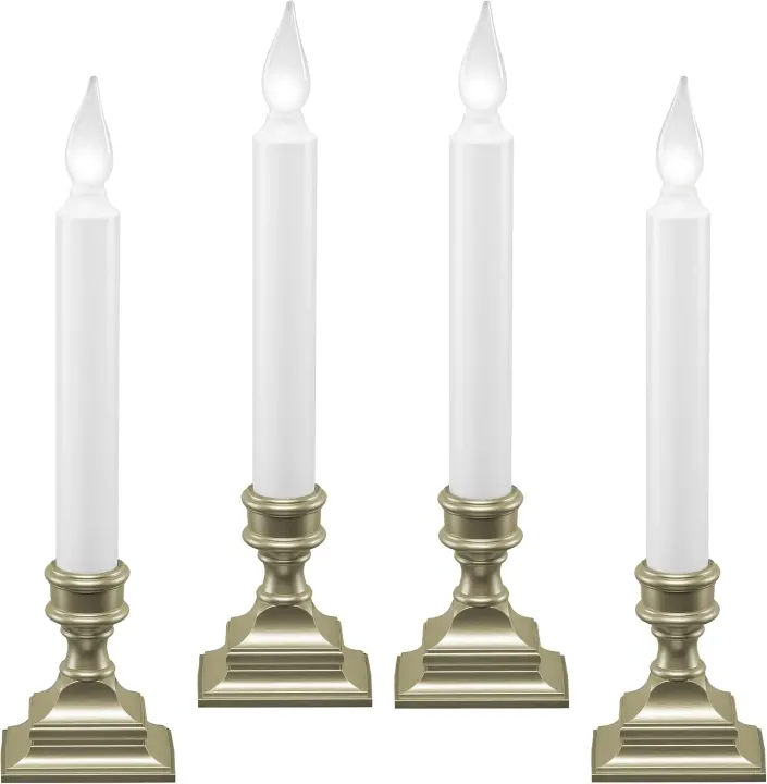 Vermont 612 Bright White LED Window Candles — Pewter 4-Pack