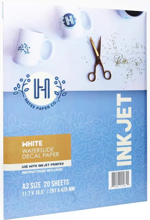 Waterslide Decal Paper (Inkjet, White) — A3 11.75 x 16.5 in, 20 Sheets