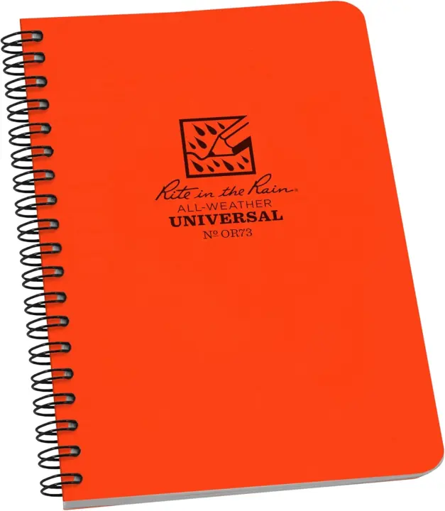 Weatherproof Side Spiral Notebook — Rite in the Rain, 4.625 x 7 in (Orange)