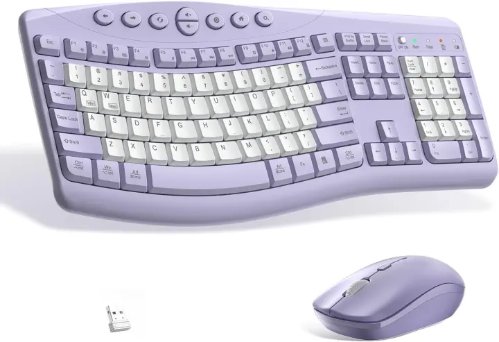 Wireless Keyboard & Mouse Combo — Silent Ergonomic Curved Set