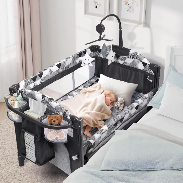 Xilingol 5-in-1 Pack and Play Baby Crib with Changer & Bassinet