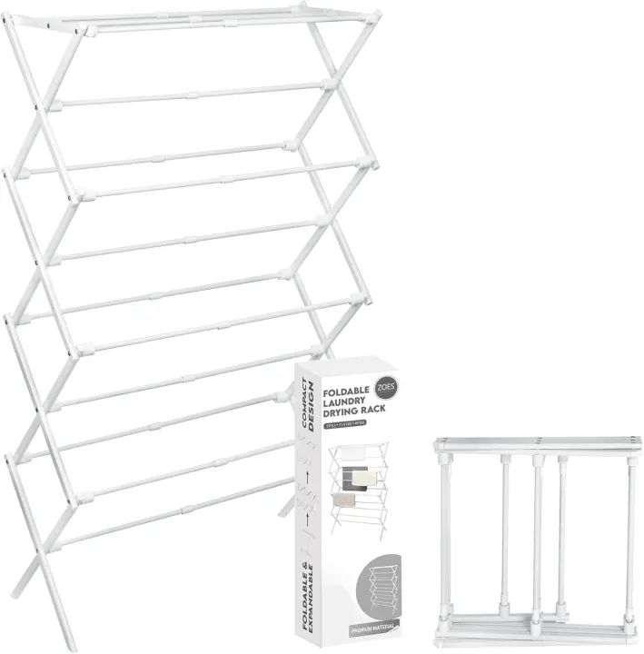 ZOES HOMEWARE 4-Tier Folding Clothes Drying Rack — 4 ft