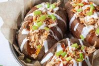 Whole30 Buffalo Chicken Sweet Potato Boats