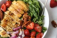Refreshing Grilled Chicken Strawberry Salad, Whole30 and Keto