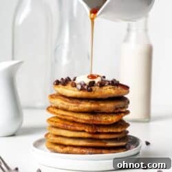 Fluffy oat flour pancakes with syrup