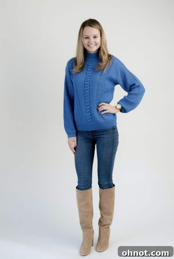 Photo of girl with blue sweater, Organically Addison