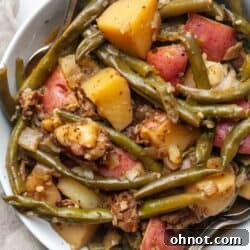 Green beans and potatoes in bowl
