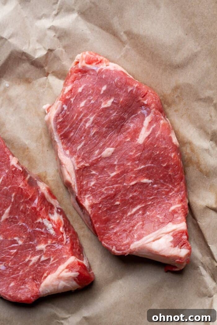 Sirloin steak on paper