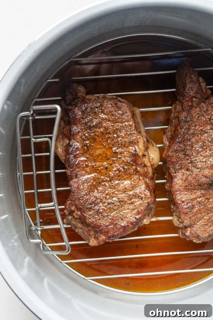 Steak in pressure cooker