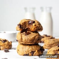 Stack of Vegan protein cookies with chocolate chips