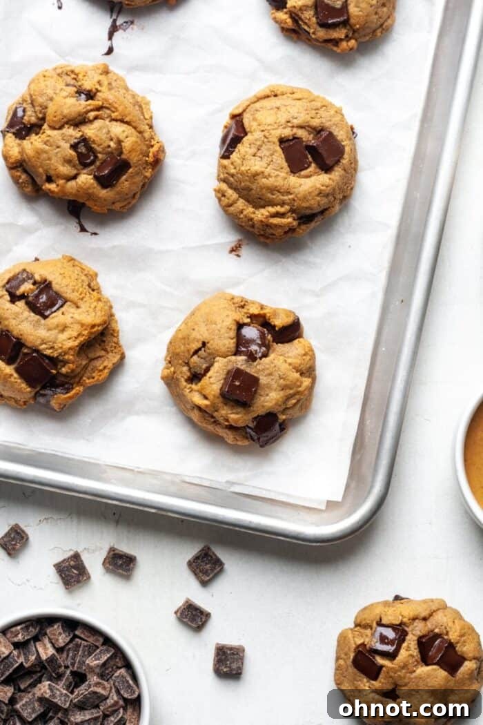 Vegan protein cookies on pan