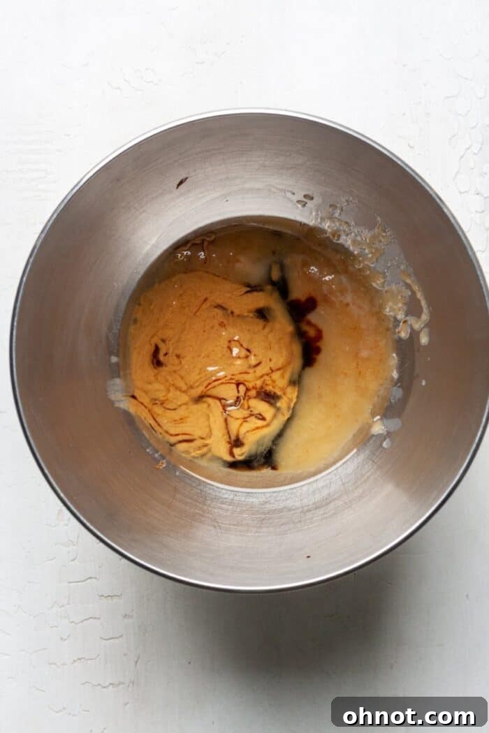 Peanut butter, applesauce and syrup in bowl