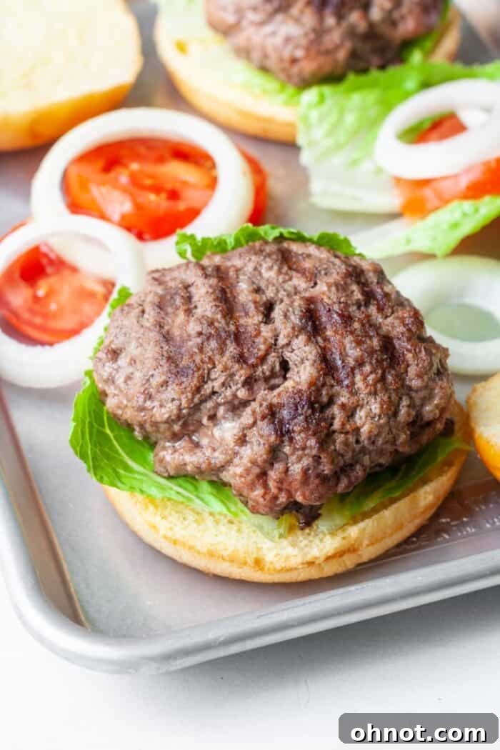 Elk burgers with bread, lettuce and tomatoes