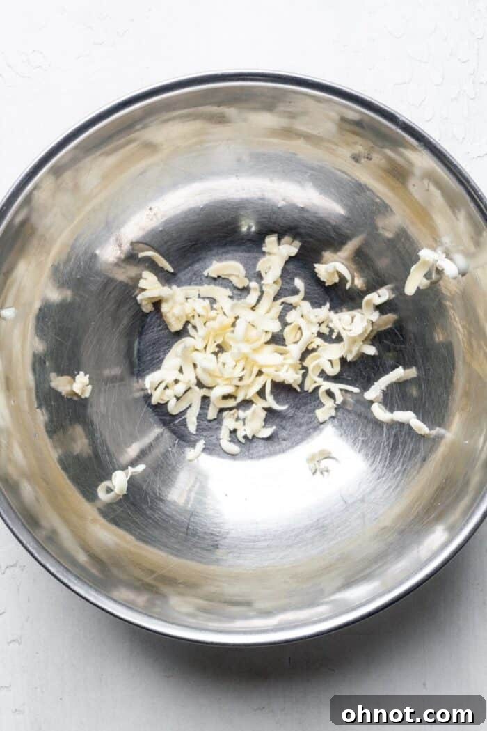 Grated butter in bowl