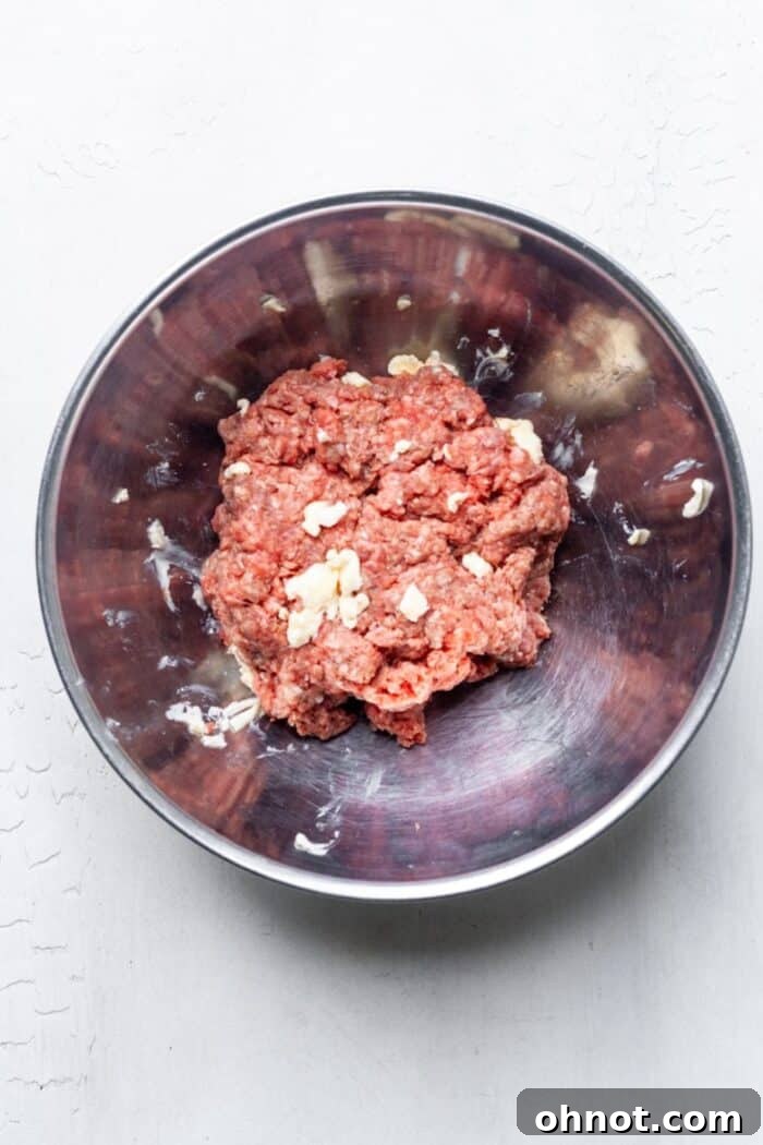 Ground meat in bowl