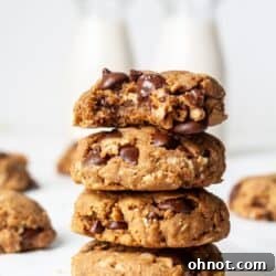 Vegan peanut butter oatmeal cookies with chocolate chips