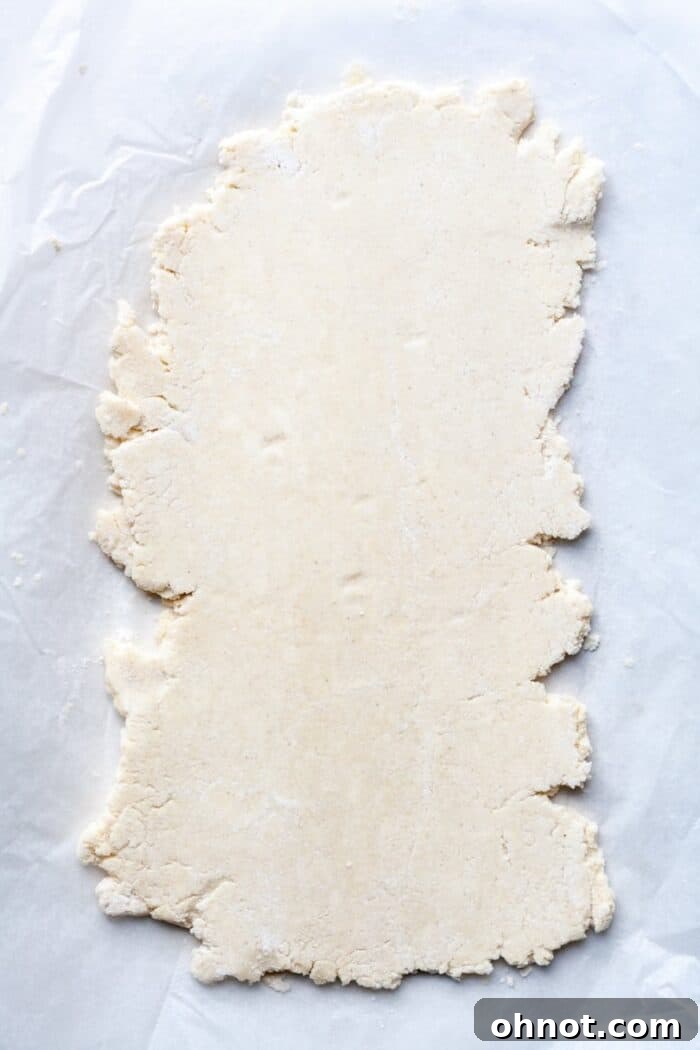 Rolled out puff pastry dough