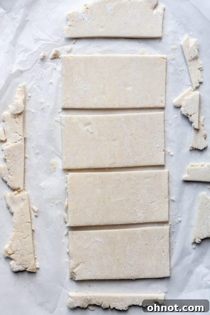 Cut pastry dough