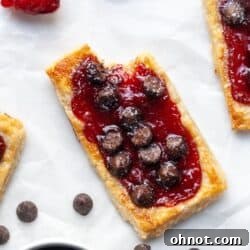 Gluten free puff pastry with jelly and chocolate