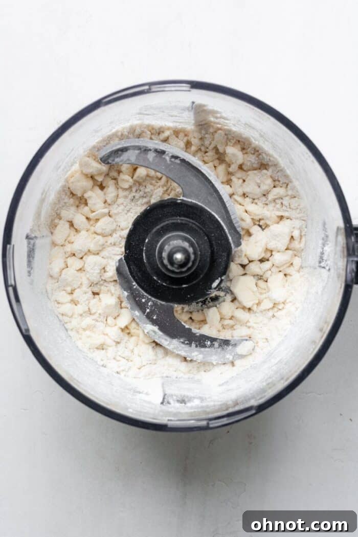 Crumbly dough in food processor