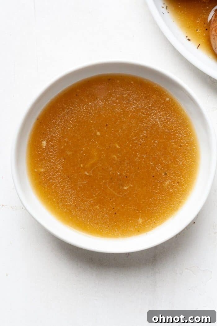 Instant Pot gravy in white bowl