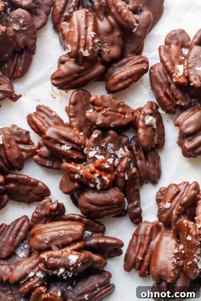 Chocolate covered pecans with sea salt