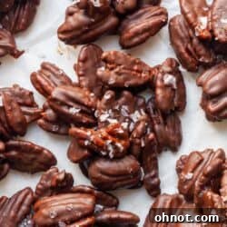 Chocolate covered pecans with sea salt