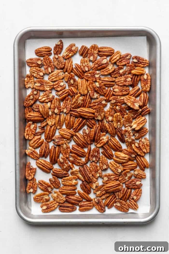 Pecans on baking pan